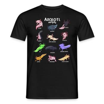 Verschiedene Kawaii Axolotltypen - Männer T-Shirt - Schwarz - Vorne - AI Model Male 178 light (178cm)