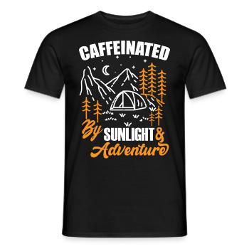 Caffeinated by Sunlight and Adventure - Männer T-Shirt - Schwarz - Vorne - AI Model Male 178 light (178cm)