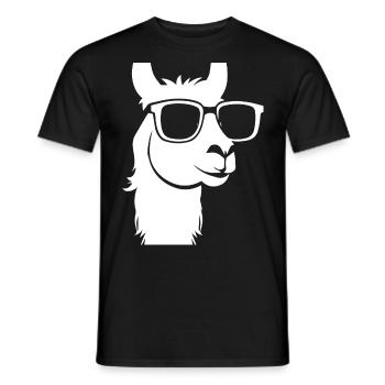 Drôle d’alpaga portant des lunettes de soleil cool alpagas - T-shirt homme - noir - Devant - AI Model Male 178 light (178cm)
