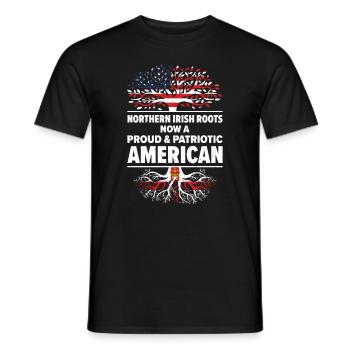 Né à Irlande du Nord, Irlande du Nord, Américain, États-Unis - T-shirt homme - noir - Devant - AI Model Male 178 light (178cm)