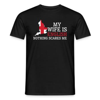 Nothing Scares Me My Wife Is English Husband - Men's T-Shirt - black - Front - AI Model Male 178 light (178cm)