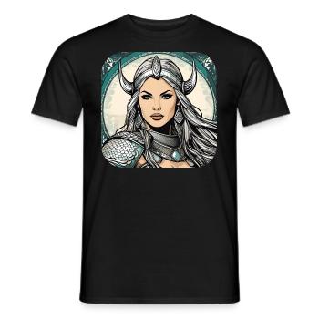 Proud Viking Germanin Shieldmaiden - Men's T-Shirt - black - Front - AI Model Male 178 light (178cm)