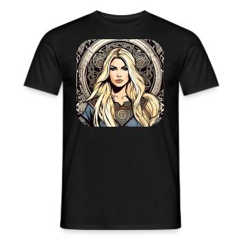Trotse Viking Germanin Shieldmaiden - Heren T-shirt - zwart - Voor - AI Model Male 178 light (178cm)