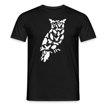 Eule Vogel Wald Wildtier Tier Eulen Scherenschnitt - Männer T-Shirt - Schwarz - Vorne - AI Model Male 178 light (178cm)
