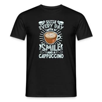 Souriez avec un cappuccino - T-shirt homme - noir - Devant - AI Model Male 178 light (178cm)