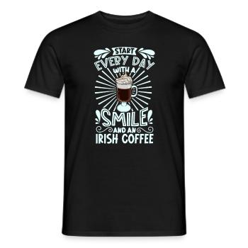 Souriez avec un café irlandais - T-shirt homme - noir - Devant - AI Model Male 178 light (178cm)