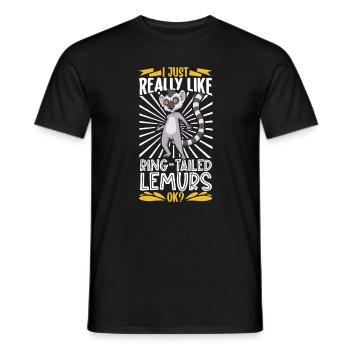 J’adore les lémuriens à queue annelée - lémuriens à queue annelée - T-shirt homme - noir - Devant - AI Model Male 178 light (178cm)