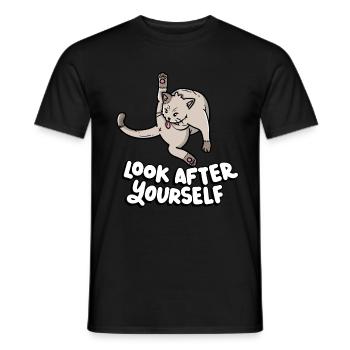 Look After Yourself Kitten Lover - Men's T-Shirt - black - Front - AI Model Male 178 light (178cm)