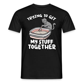 Trying To Get My Stuff Together Funny Kitten - Men's T-Shirt - black - Front - AI Model Male 178 light (178cm)