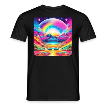 Motif psychédélique III - T-shirt homme - noir - Devant - AI Model Male 178 light (178cm)