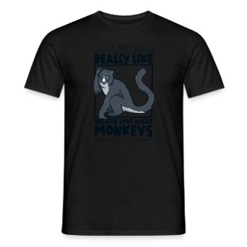 I love Greater Whitenose Monkeys - Men's T-Shirt - black - Front - AI Model Male 178 light (178cm)