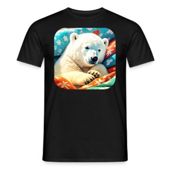 Cute Cuddle Polar Bear - Men's T-Shirt - black - Front - AI Model Male 178 light (178cm)