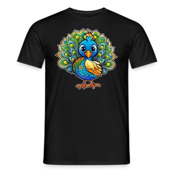 Cute Peacock III - Men's T-Shirt - black - Front - AI Model Male 178 light (178cm)