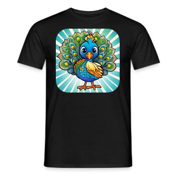 Cute Peacock I - Men's T-Shirt - black - Front - AI Model Male 178 light (178cm)