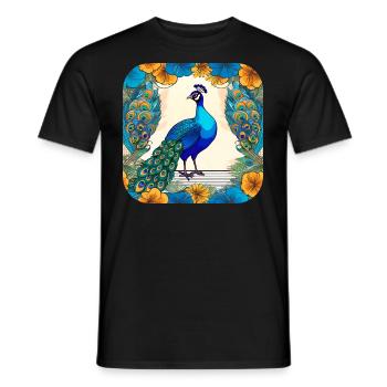Elegant Peacock - Men's T-Shirt - black - Front - AI Model Male 178 light (178cm)