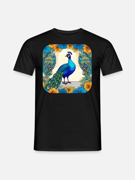 Eleganter Pfau - Männer T-Shirt - Schwarz