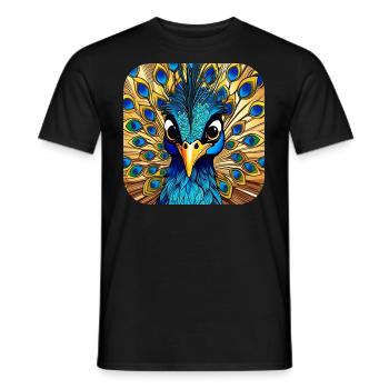 Cute Peacock II - Men's T-Shirt - black - Front - AI Model Male 178 light (178cm)