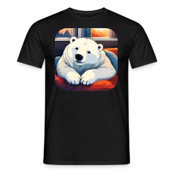 Cute Cuddle Polar Bear - Men's T-Shirt - black - Front - AI Model Male 178 light (178cm)
