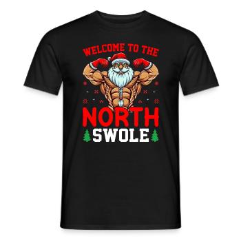 Santa Noth Swole Liftmas Bodybuilding Christmas - Men's T-Shirt - black - Front - AI Model Male 178 light (178cm)