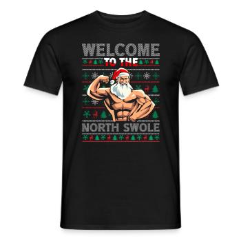 Santa North Swole Liftmas Bodybuilding Christmas - Men's T-Shirt - black - Front - AI Model Male 178 light (178cm)