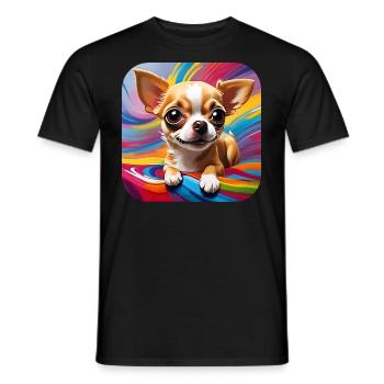Niedlicher kleiner Chihuahua Hund im Comic Style - Männer T-Shirt - Schwarz - Vorne - AI Model Male 178 light (178cm)