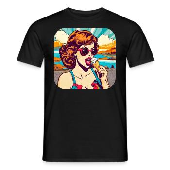 Cooles Retro Girl - Männer T-Shirt - Schwarz - Vorne - AI Model Male 178 light (178cm)