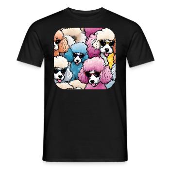 Caniche coloré Pop Art - T-shirt homme - noir - Devant - AI Model Male 178 light (178cm)