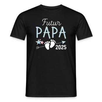 Futur Papa 2025 Cadeau Bientôt Père - T-shirt homme - noir - Devant - AI Model Male 178 light (178cm)