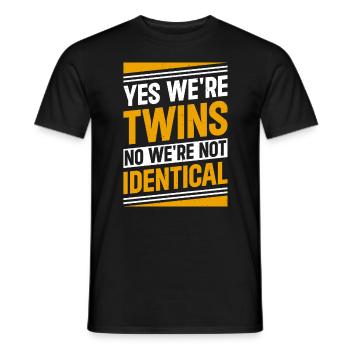Yes we're twins, no we're not Identical - Men's T-Shirt - black - Front - AI Model Male 178 light (178cm)