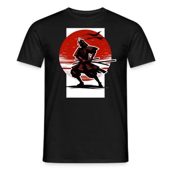 Japanische Samurai Silhouette Vintage Kämpfer - Männer T-Shirt - Schwarz - Vorne - AI Model Male 178 light (178cm)