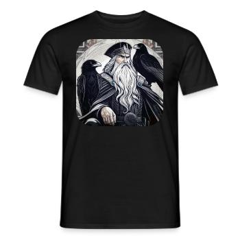 Viking Odin with Ravens II - Men's T-Shirt - black - Front - AI Model Male 178 light (178cm)