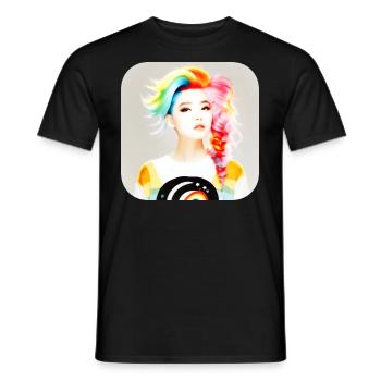Cool girl with rainbow hair - Men's T-Shirt - black - Front - AI Model Male 178 light (178cm)