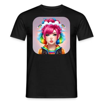 Cute girl with rainbow hair - Men's T-Shirt - black - Front - AI Model Male 178 light (178cm)