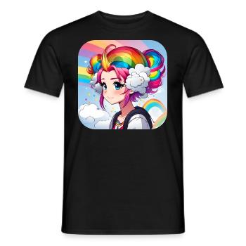 Cute girl with rainbow hair - Men's T-Shirt - black - Front - AI Model Male 178 light (178cm)