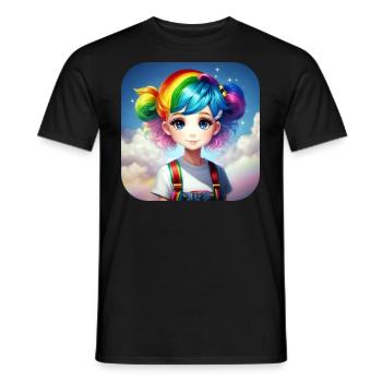 Cute girl with rainbow hair - Men's T-Shirt - black - Front - AI Model Male 178 light (178cm)