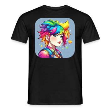 Naughty girl with rainbow hair - Men's T-Shirt - black - Front - AI Model Male 178 light (178cm)