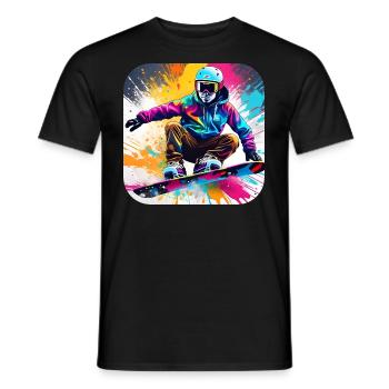 Cooler Snowboard Fahrer im bunten Graffiti Style - Männer T-Shirt - Schwarz - Vorne - AI Model Male 178 light (178cm)