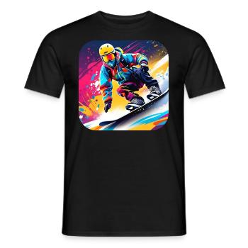 Cooler Snowboard Fahrer im bunten Graffiti Style - Männer T-Shirt - Schwarz - Vorne - AI Model Male 178 light (178cm)