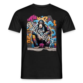 Graffiti style chimp simplicty - Men's T-Shirt - black - Front - AI Model Male 178 light (178cm)