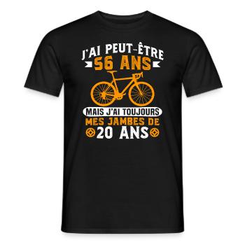 Anniversaire 56 ans pour un cycliste cadeau vélo - T-shirt homme - noir - Devant - AI Model Male 178 light (178cm)
