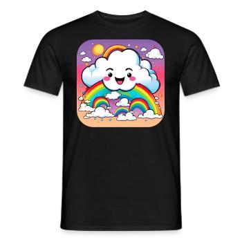 Cute cloud with rainbow - Men's T-Shirt - black - Front - AI Model Male 178 light (178cm)