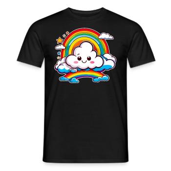 Cute cloud with rainbow - Men's T-Shirt - black - Front - AI Model Male 178 light (178cm)