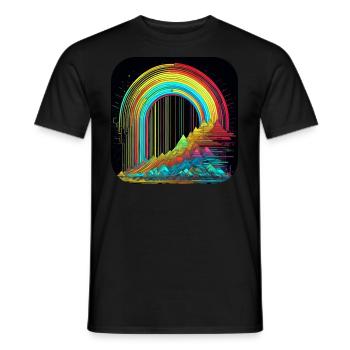 Psychedelic Motif Mountains with Rainbow - Men's T-Shirt - black - Front - AI Model Male 178 light (178cm)