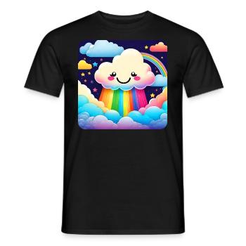 Cute Cloud Raining Rainbow Colors - Men's T-Shirt - black - Front - AI Model Male 178 light (178cm)