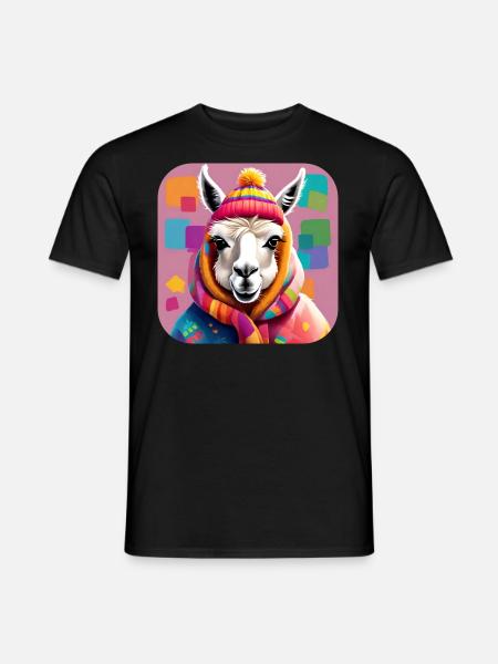 Cool Cozy Winter Llama - Men's T-Shirt - black
