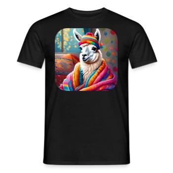 Cool Cozy Winter Llama - Men's T-Shirt - black - Front - AI Model Male 178 light (178cm)