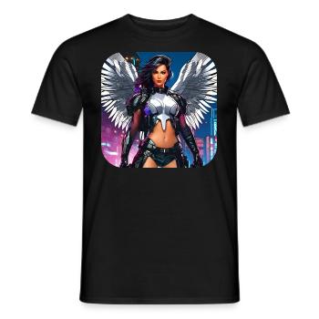 Ange cybergoth cool - T-shirt homme - noir - Devant - AI Model Male 178 light (178cm)