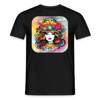 Motif psychédélique Femme - T-shirt homme - noir - Devant - AI Model Male 178 light (178cm)