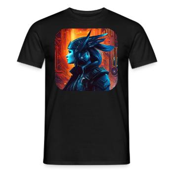 Fière femme viking du cyberespace - T-shirt homme - noir - Devant - AI Model Male 178 light (178cm)