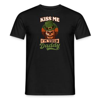 Drôle de St Patricks Day Embrasse-moi je suis ton papa - T-shirt homme - noir - Devant - AI Model Male 178 light (178cm)